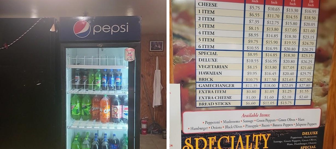 Steve's Pizza Menu